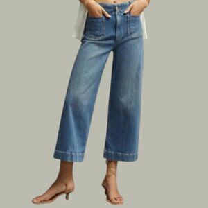 Anthropologie Pilcro The Skipper Wide Leg Cropped Jeans High Rise Distressed 27